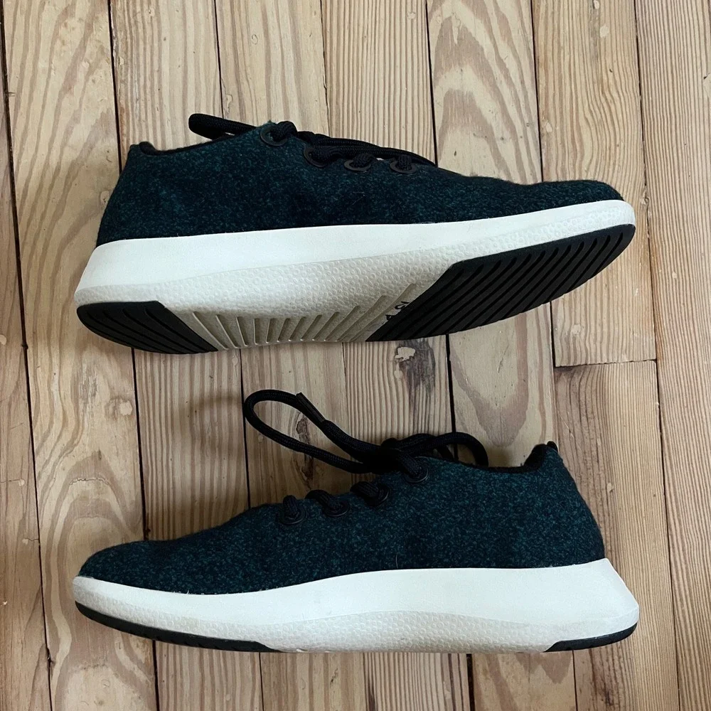Allbirds Wool Runner Teal Black Heathered Merino Wool Sneakers Womens 9 athletic
